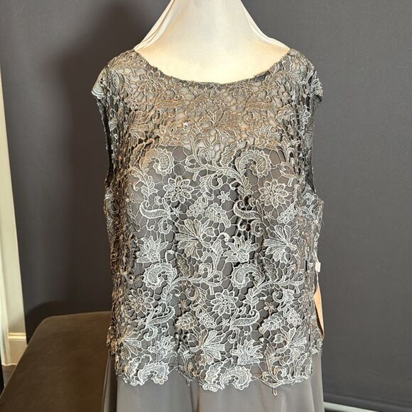 Women’s Gray Chiffon & Lace Formal Dress Matching Jacket Size XXL 20/22 NWT - Picture 5 of 15